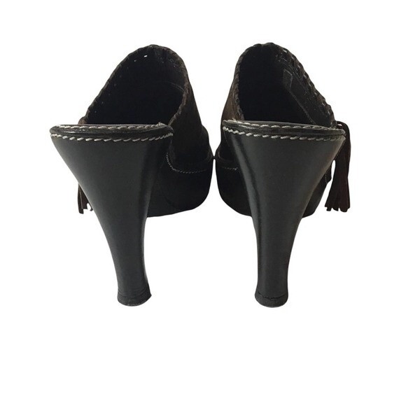 Coach Katryna Brown Suede Fringe Buckle Mules 7B - Picture 8 of 9